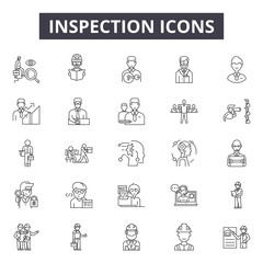 Inspection line icons, signs, vector set, outline concept, linear illustration