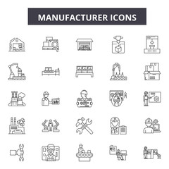 Manufacturer line icons, signs, vector set, outline concept, linear illustration