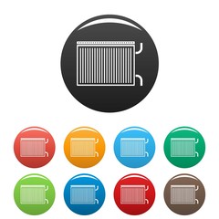 Modern radiator icons set 9 color vector isolated on white for any design
