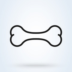 dog bone icon line art. isolated on white background. illustration