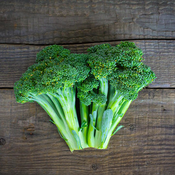 broccoli on a wooden background