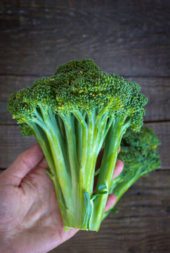broccoli on a wooden background