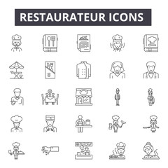 Plakat Restaurateur line icons, signs, vector set, linear concept, outline illustration