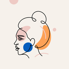 Fototapeta premium Vector illustration in minimal linear style - minimalistic female portrait