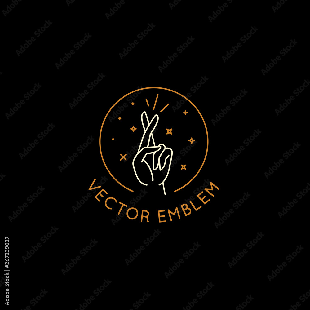 Poster Vector abstract logo design template in trendy linear minimal style - good luck