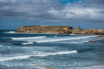 Waves and rocks on the shore of the Atlantic Ocean