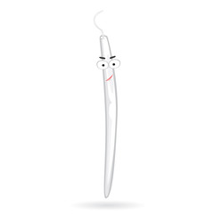 Dental explorer probe cartoon character isolated on white background. Vector illustration of dental concept