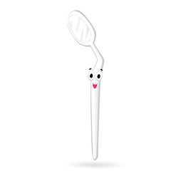 Dentist mirror cartoon character isolated on white background. Vector illustration of dental concept