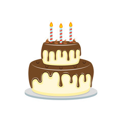chocolate cake flat style. illustration icon isolated on white background.