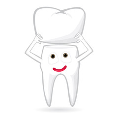 Dental crown cartoon character isolated on white background. Vector illustration of dental concept