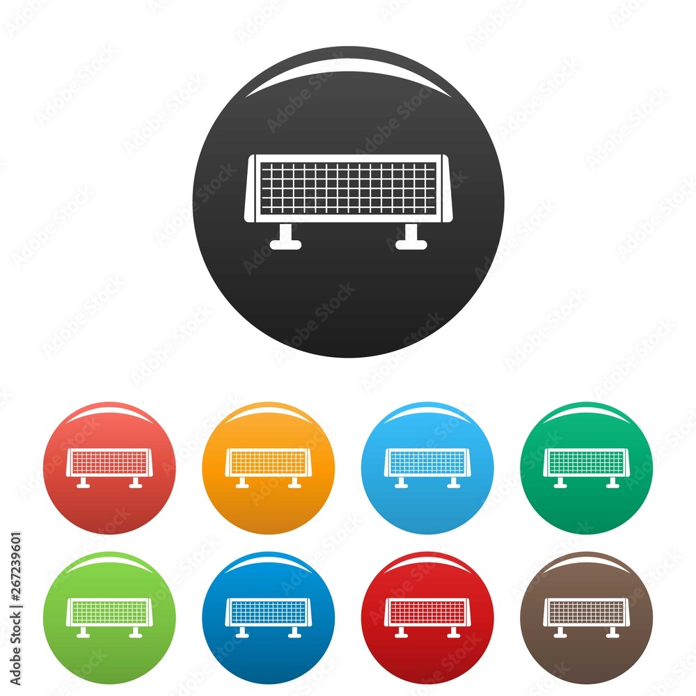 Poster heater stand icons set 9 color vector isolated on white for any design