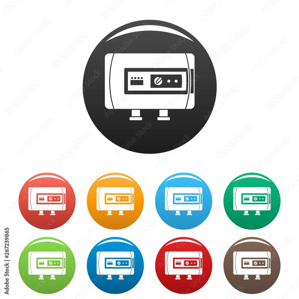 Poster modern boiler icons set 9 color vector isolated on white for any design
