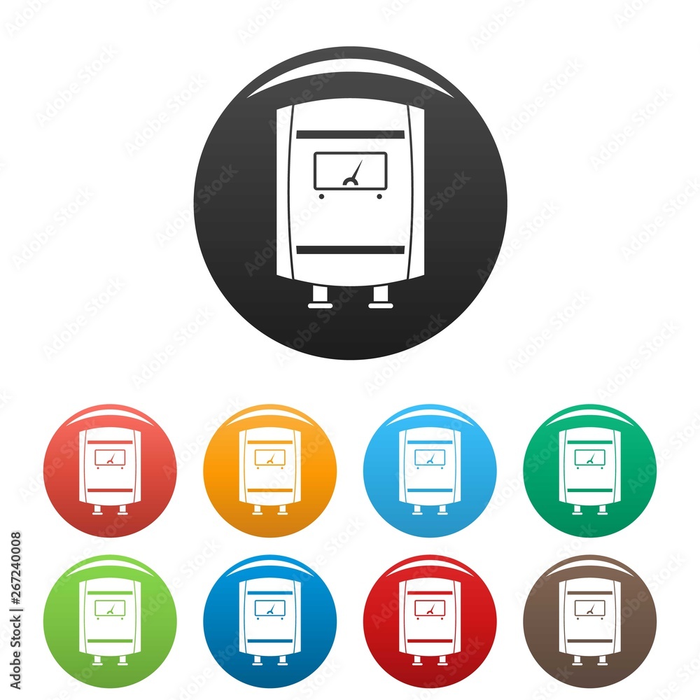 Poster gas boiler icons set 9 color vector isolated on white for any design