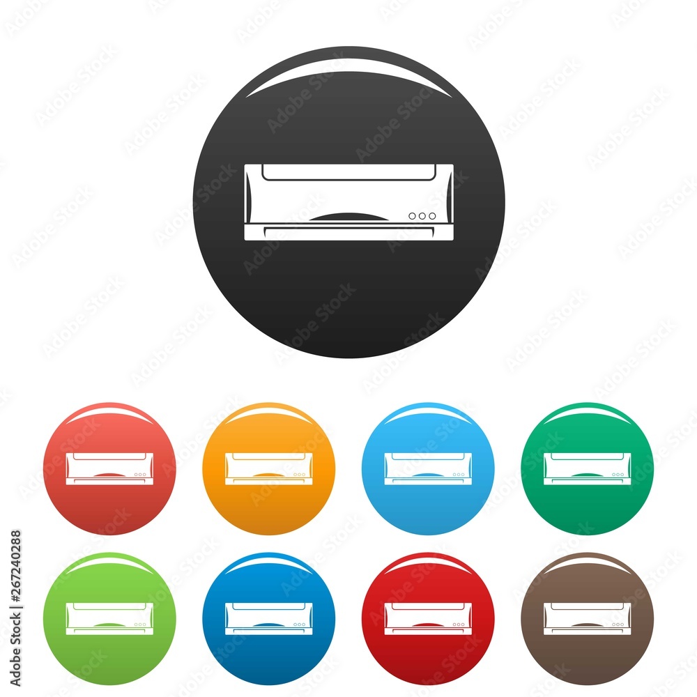 Poster conditioner icons set 9 color vector isolated on white for any design