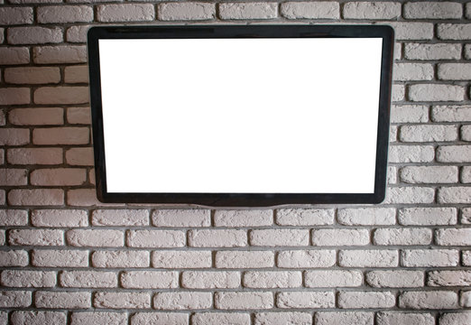 TV with a white screen on the wall