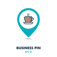 Coffee cup outline pin map icon. Business sign