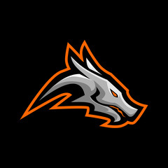 Naklejka premium dragon e sports logo gaming mascot, flame fire