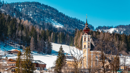 Beautiful church in winter at Waidring-Tyrol-Austria