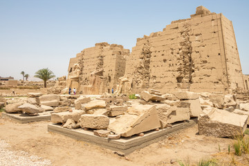 Ancient ruins of Karnak temple in Egypt in spring, Luxor