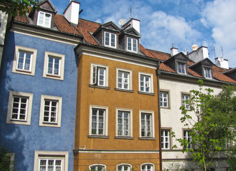Old Town, beautiful colorful buildings In Warsaw.