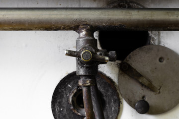 Valve to turn on the gas supply. Gas supply valve in an industrial furnace