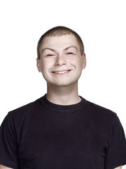 Fototapeta premium Portrait of young man. Facial expression. surprise and autistic face.