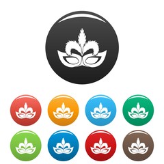 Obraz premium Fashion mask icons set 9 color vector isolated on white for any design