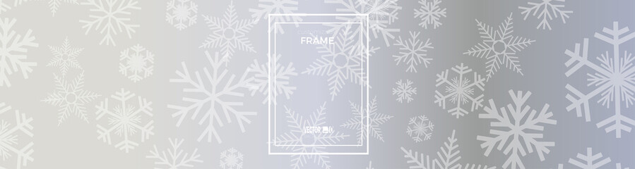Vector Winter Background. A cold Christmas with snowfall and ice crystals. Customizable frame