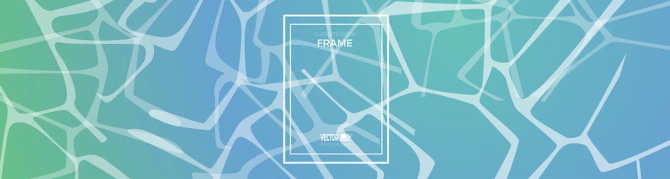 Vector background summer and the sea calm, water and reflections. Customizable frame