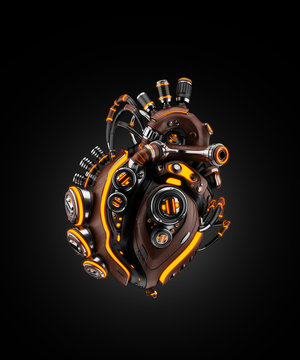 Sci-fi artificial heart 3d rendering