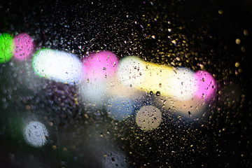 Raindrops on a transparent window glass