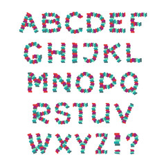 English fun alphabet. Set of letters. Vector illustration.
