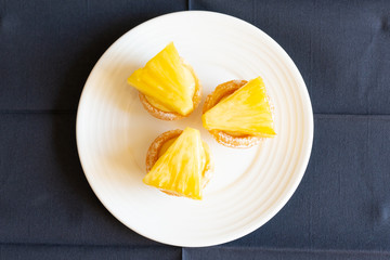 Baking fresh pineapple cakes on the plate