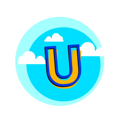 toy font badge art gradient shadow numbers ampersand round design letters blue sky clouds