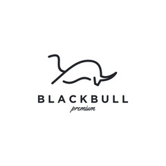 bull line art outline monoline linear logo vector icon