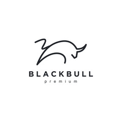 Fototapeta premium bull line art outline monoline linear logo vector icon