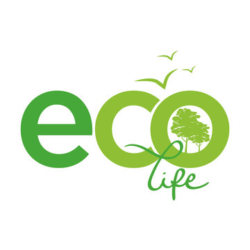 Ecology Logo or Sign. For Print and Web. Ecology Concept for Earth Hour, Earth Day, Ocean Day and other ECO dates. Vector Illustration.