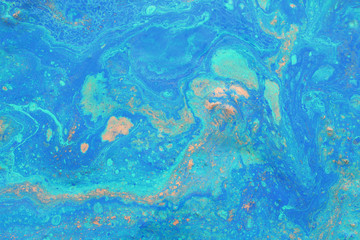 Obraz na płótnie Canvas Abstract marbleized effect background. Blue creative colors. Beautiful paint with the addition of gold