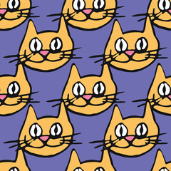 seamless vector pattern with cute cats doodle