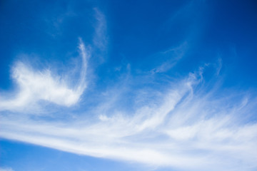 saturated vivid blue sky with white clouds natural background 