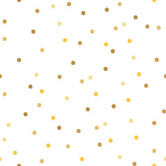 Seamless pattern with golden polka dot on a white background. Vector.