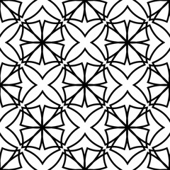 Black and white ornate geometric pattern and abstract background. Ornamental flower seamless pattern. Geometric Flower Stylish Texture. Abstract Retro Tile Texture.