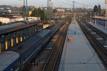 Fototapeta premium morning at the train station