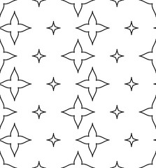 Black and white ornate geometric pattern and abstract background. Ornamental seamless pattern. Geometric stars abstract Stylish Texture. Abstract Retro Tile Texture.