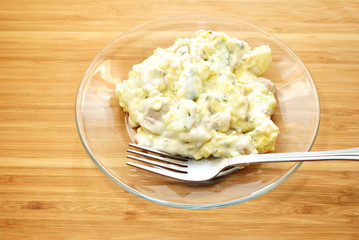 Eating Potato Salad on a Glass Plate