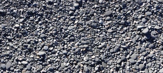 panorama of grey stone  /  pebbles from above