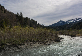 The mountain river Halblech in Bavaria.