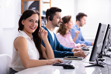 Happy Female Customer Service Executive