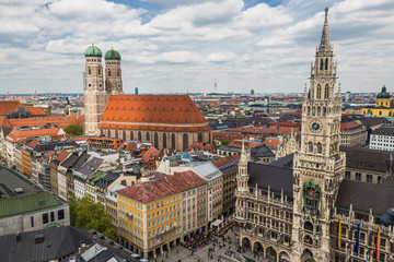 Fototapeta na wymiar Beautfiul City Panorama Views On Munich Bavaria Germany