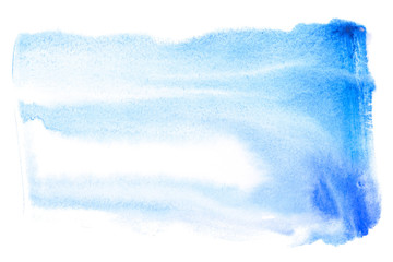 watercolor rectangle stain blue on white background isolated